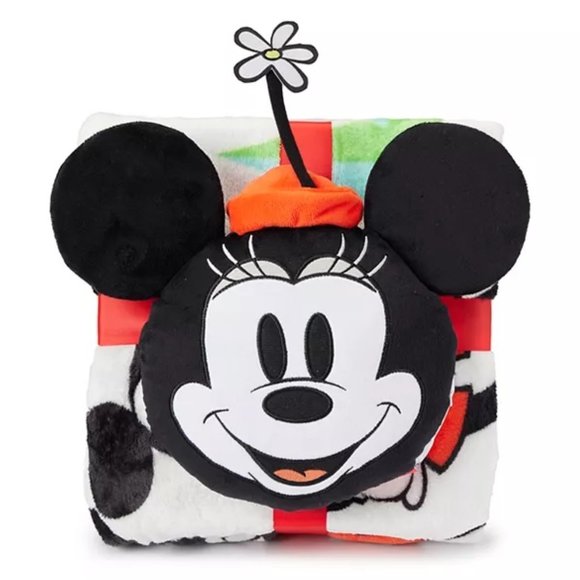 Disney Pillow & Blanket Throw Set Mickey Minnie Mouse Supersoft Plush 60 x 90 - Picture 1 of 3